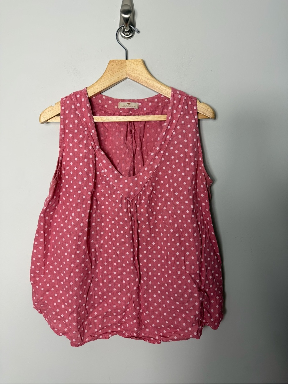 Sleeveless Pink Polka Dot V-Neck Top